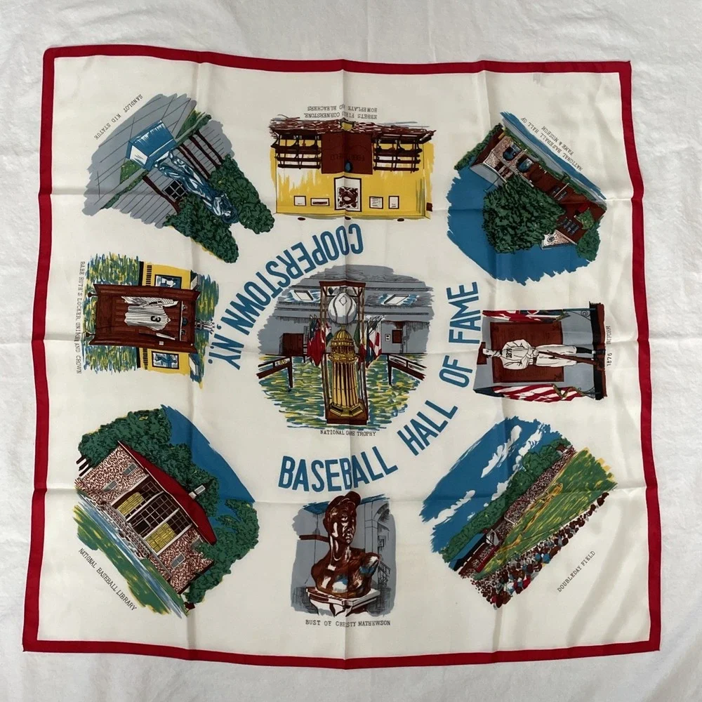 Rare Vintage Baseball Hall of Fame Cooperstown NY Souvenir Scarf NEW 29